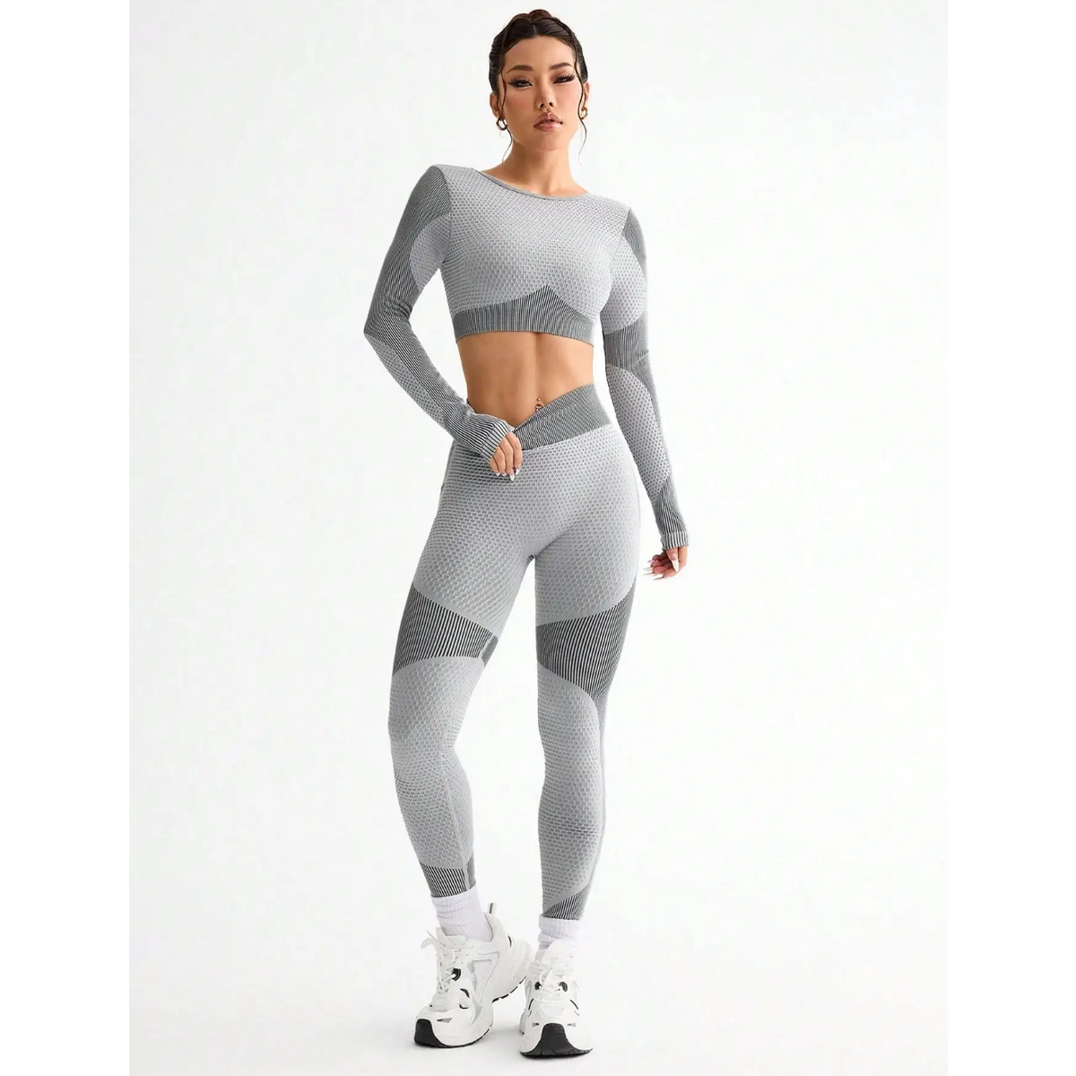 Traje de Yoga sin costuras para mujer, traje deportivo ajustado para correr, transpirable, para Fitness al aire libre, 2 uds.