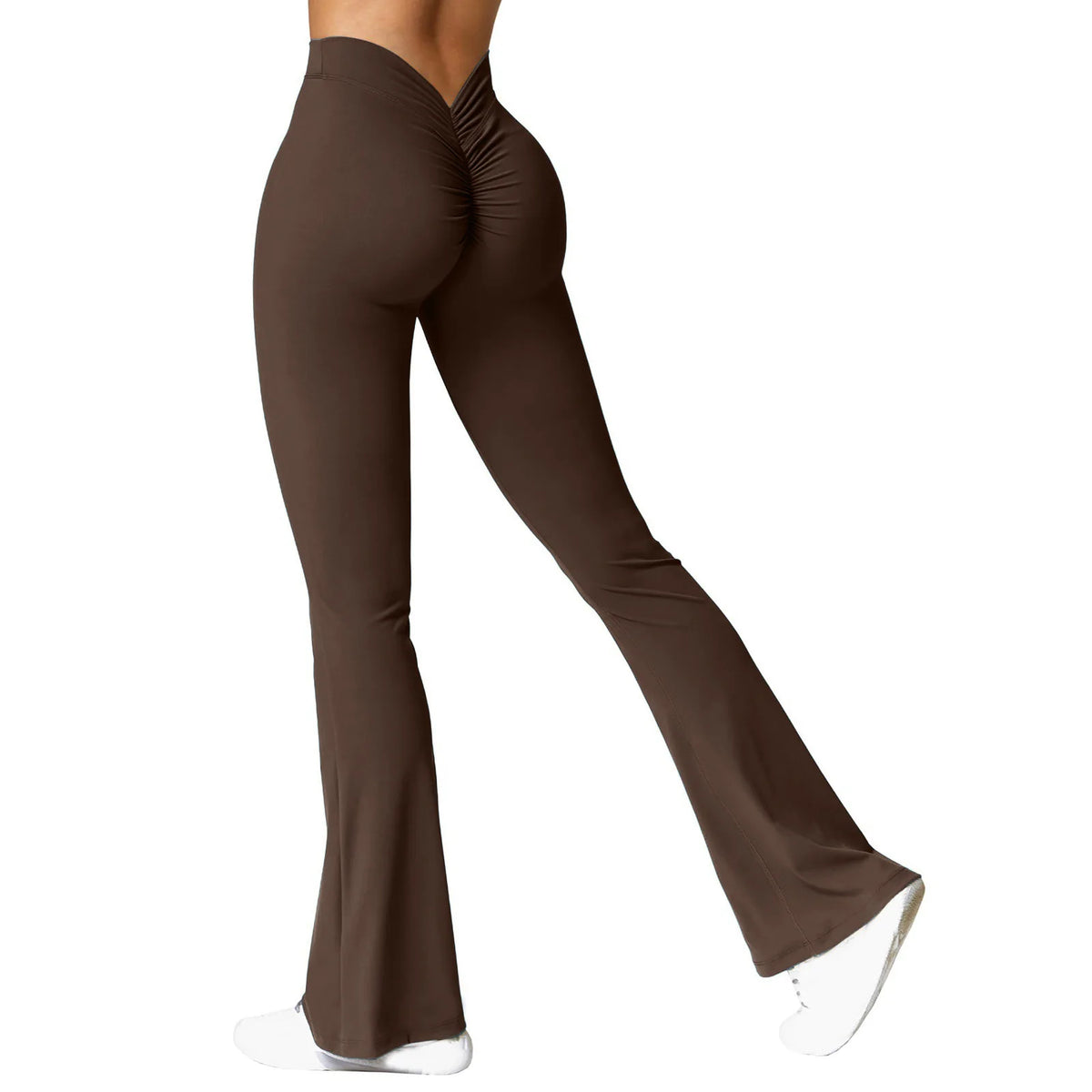 Leggings de Micro cuerno a la moda para mujer, pantalones deportivos con espalda en V, pantalones de gimnasio con realce de cintura alta, mallas informales ajustadas sólidas
