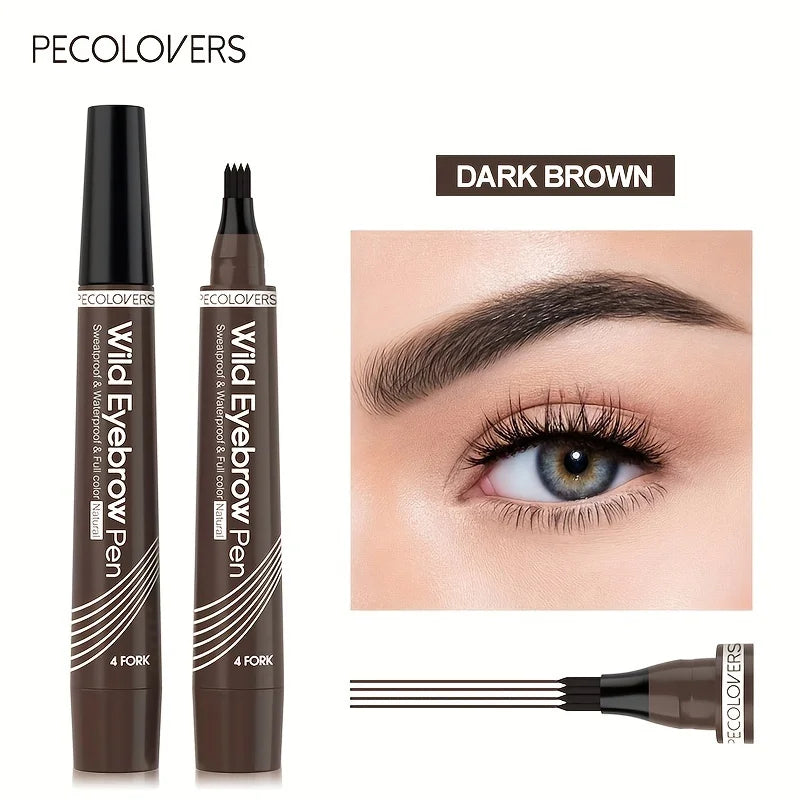 6 colores 1pc lápiz de cejas impermeable 4 punta dividida lápiz de cejas lápiz de tatuaje de cejas impermeable líquido negro lápiz de maquillaje de cejas