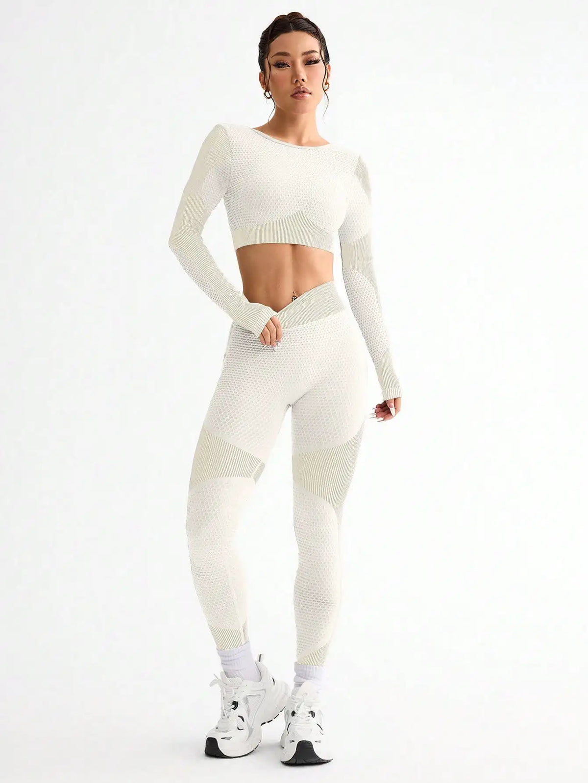 Traje de Yoga sin costuras para mujer, traje deportivo ajustado para correr, transpirable, para Fitness al aire libre, 2 uds.