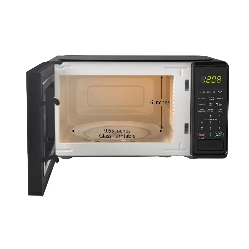 Microwave Oven, 700 Watts, Black, New, LED Display, Kitchen Timer, Household Tabletop Microwave Oven