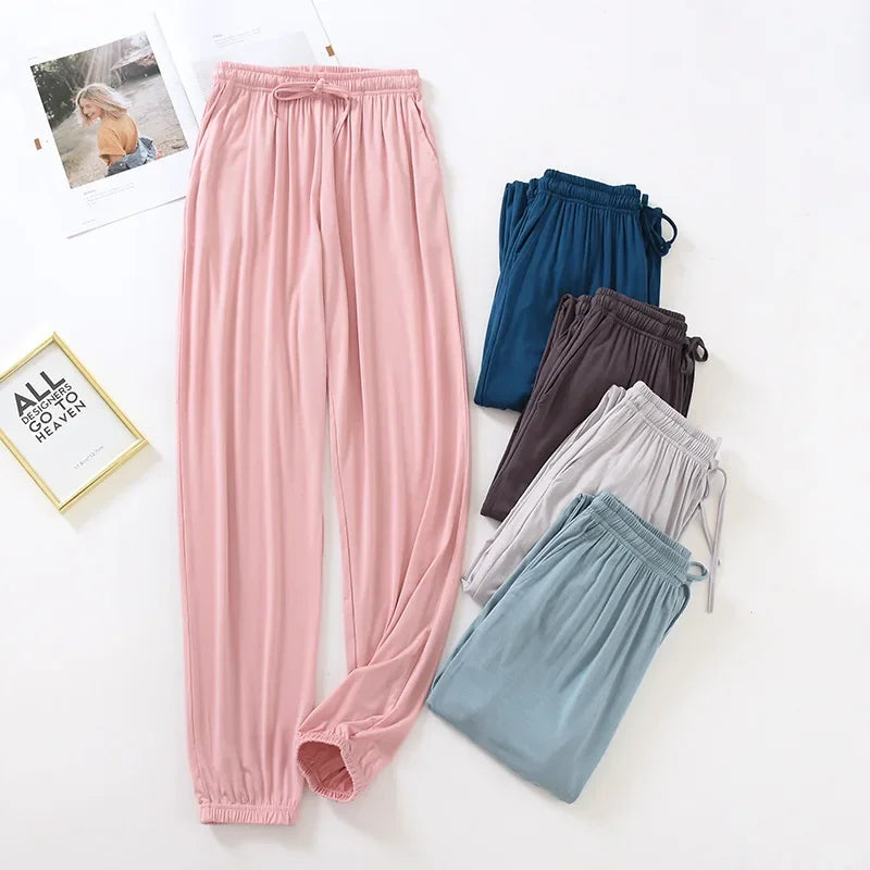 new style home service ladies pants spring and summer thin modal loose large size solid color home pants women bottoms