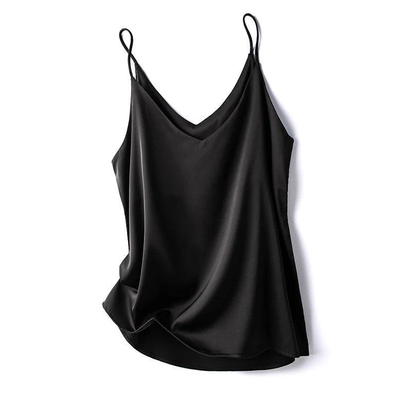 2025 Summer Camisole Slim Vest Sexy Women Sleeveless V-Neck Gray Tee Tank Tops Female Solid Black/White Korean Crop Tops Y2k