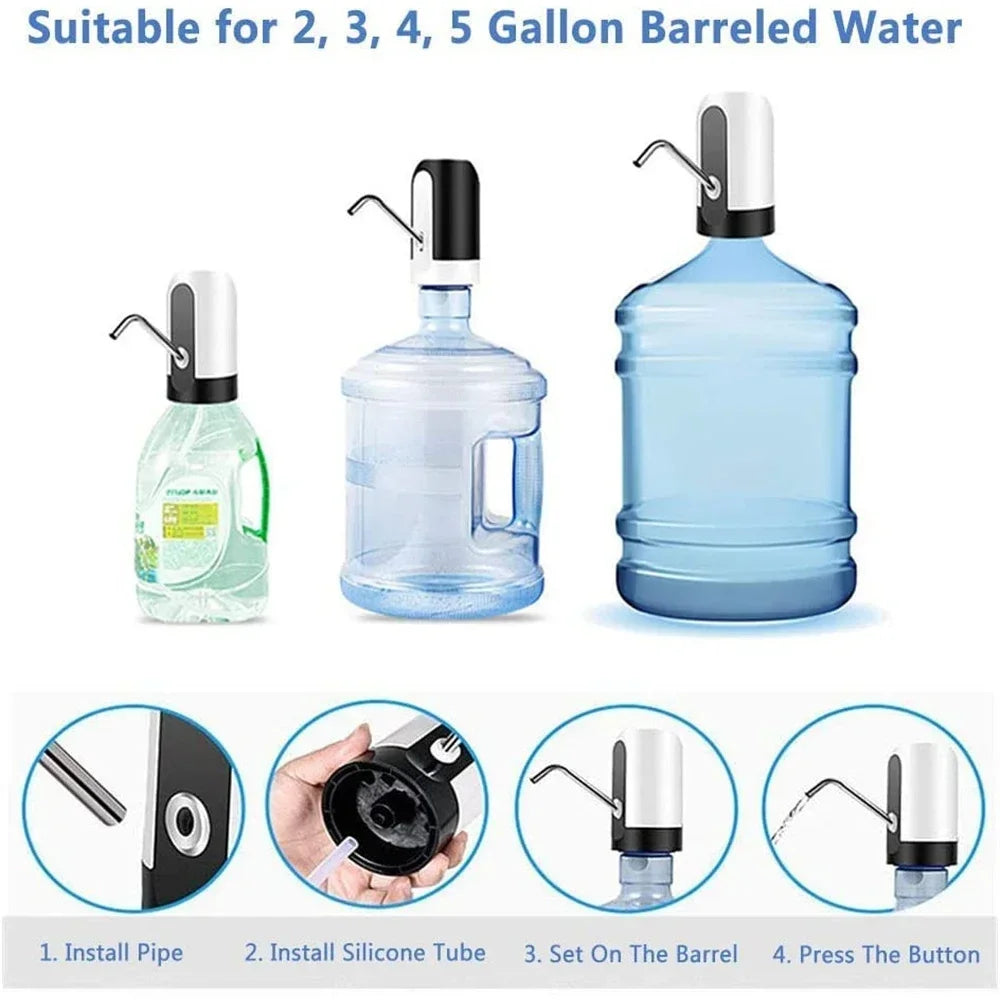 Water Dispenser Pump Portable Electric Water Dispenser Pump for 5 Gallon Bottles USB Rechargeable Water Bucket Tool Carboy Bar