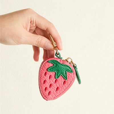 Strawberry Fruit Charm coin purse cute key chain mini pouch Wallet gift for girl women