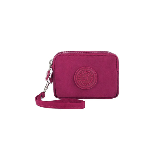 Mini monedero de nailon, bolso para llaves, billeteras para mujer con cremallera, impermeable, portátil, tarjetero de tres capas, bolso para mujer y niña, bolso para auriculares